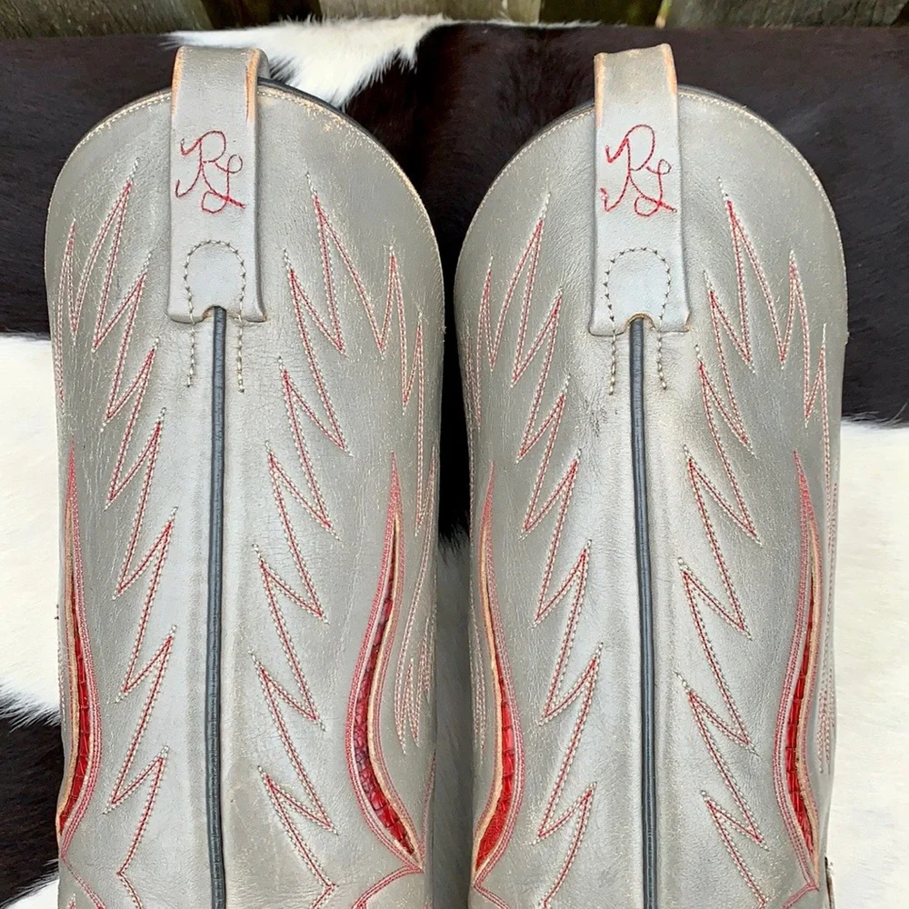 RALPH LAUREN Rare Vintage Lizard Exotic Leather Cowboy Cowgirl Western Boots 7 C - Picture 10 of 15